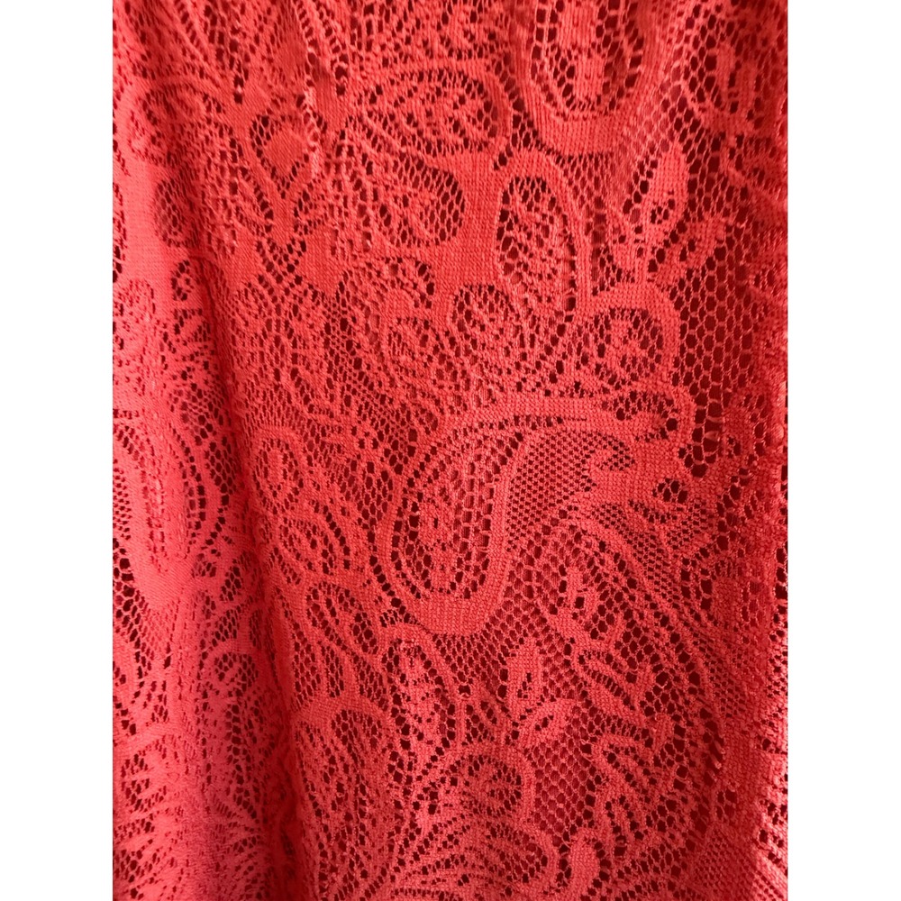 Luxology Rust Red Paisley Lace Handkerchief Hem Sleeveless Dress Womens Size 16 - Picture 5 of 5